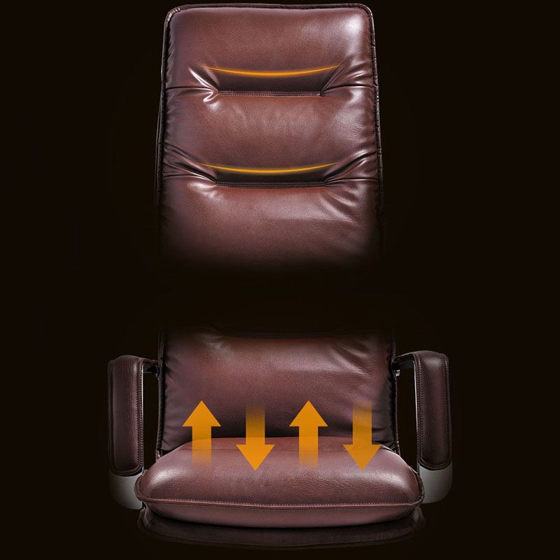 Sedia moderna a braccia a fissa sedia da ufficio in pelle con ruote