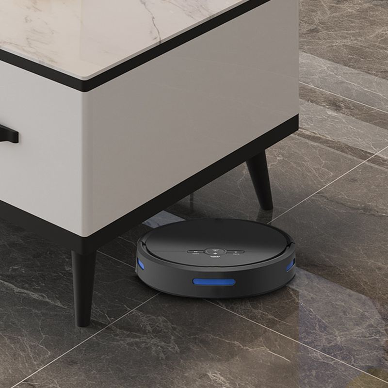 Mesa de café de 4 patas de pizarra con cajones de almacenamiento blancos contemporáneos