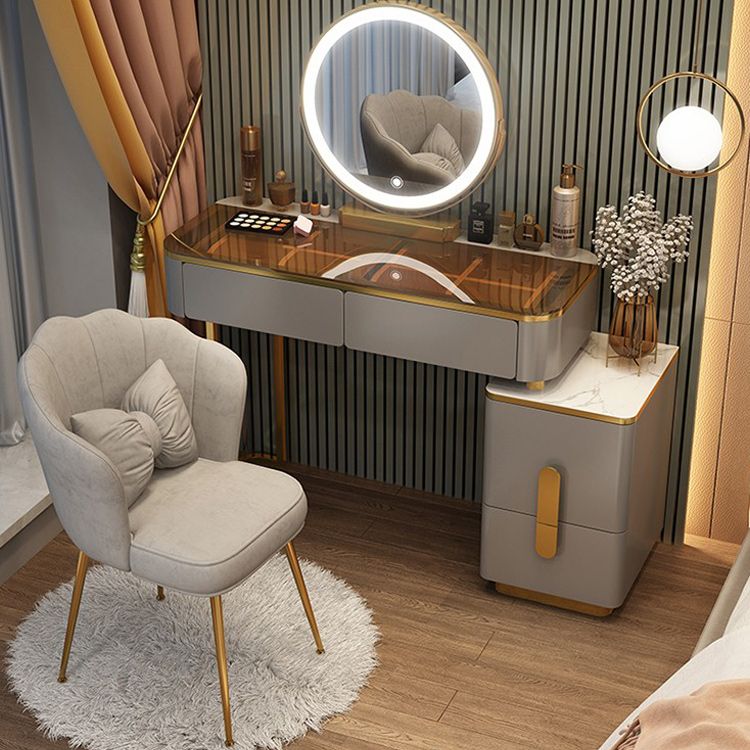 Leuchteter Spiegel Make-up Eitelkeit luxuriöser Schminktischhocker Set