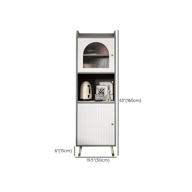 Armadietto contemporaneo in legno in legno in bianco con porte di vetro