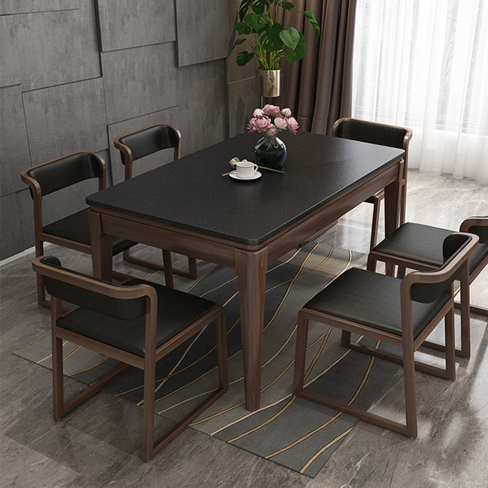 Stone Top Dinette Table with Ash Wood Legs Black Indoor Dining Table Clearhalo 'Dining Tables & Seating' 'Dining Tables' 'dining_table' 'furn' 'furn_dining_table' 'Furniture' 'Kitchen & Dining Furniture' 1200x1200_d3821eae-9586-46d4-8dbb-2106d8e6e5f2