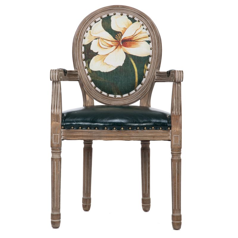 Farmhouse Dining Arm Chair King Louis Back Side Chair with Wood Legs for Home Use Clearhalo ' kitchen&dining_furn' 'Dining Chairs' 'Dining Tables & Seating' 'dining_chair' 'furn' 'furn_dining_chair' 'Furniture' 'furniture_dining_chair' 'Kitchen & Dining Furniture' 'kitchen' 1200x1200_d3825dbd-ceeb-401f-abad-c810a68a17cf