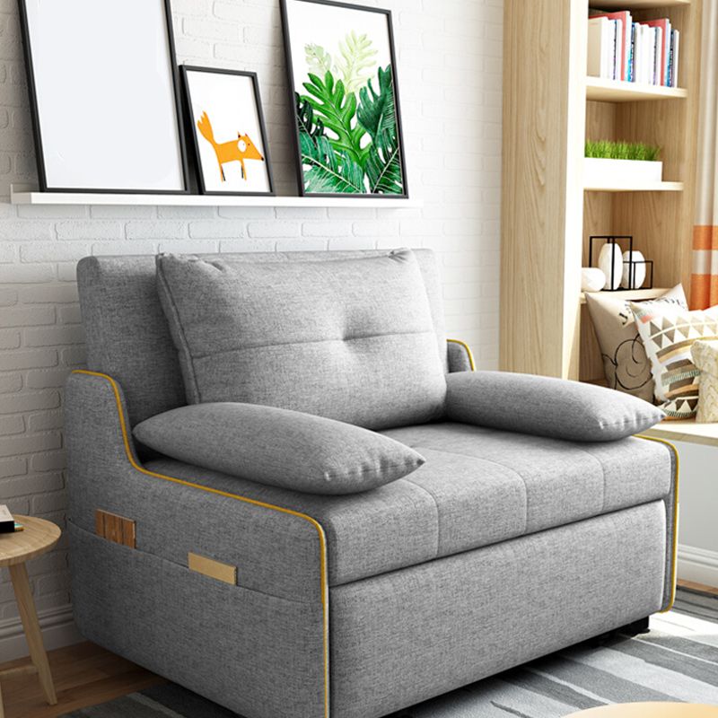 STOCK FUTON in futon e materasso in tessuto moderno grigio con cuscini