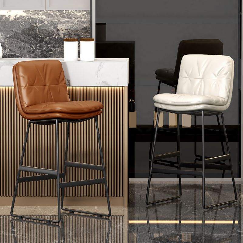 Faux Leather Bar Stools Industrial Metal Patio Bar Stool with Black Legs Clearhalo 'Bar Furniture' 'Bar Stools' 'bar_stools' 'furn' 'furn_bar_stools' 'Furniture' 'Kitchen & Dining Furniture' 1200x1200_d383e17d-6de7-4a43-bc18-ff2e410ad332