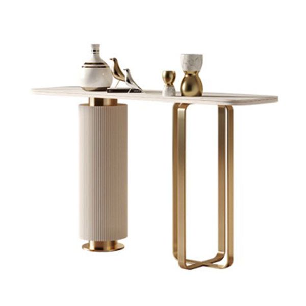 Tavolo di accento glam largo 15 pollici Stone Oro Console Accent Table
