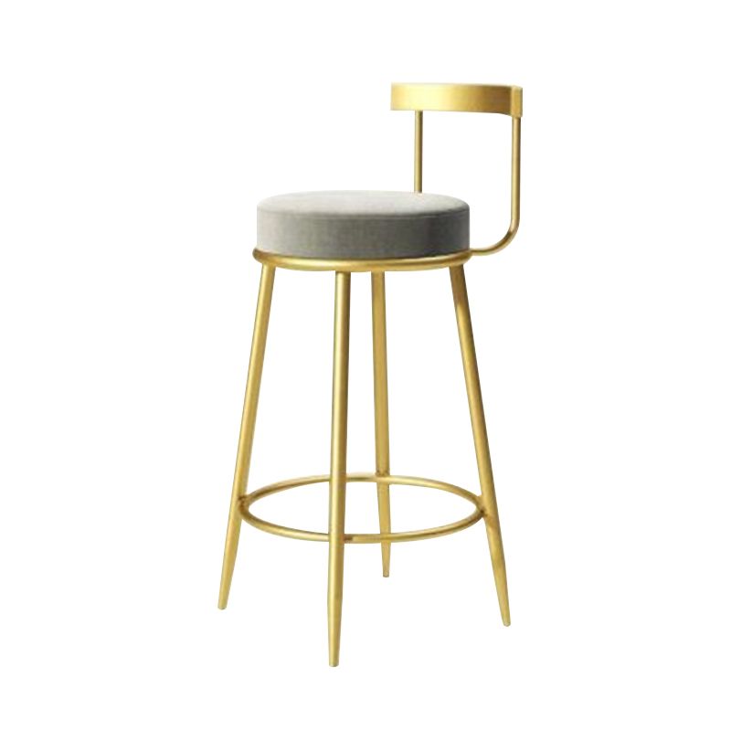 Modern Style Linen Counter Stool Round Low Back Bar Stool with Footrest Clearhalo 'Bar Furniture' 'Bar Stools' 'bar_stools' 'furn' 'furn_bar_stools' 'Furniture' 'Kitchen & Dining Furniture' 1200x1200_d38696db-e453-46fa-a867-f3ec1fba9c5e