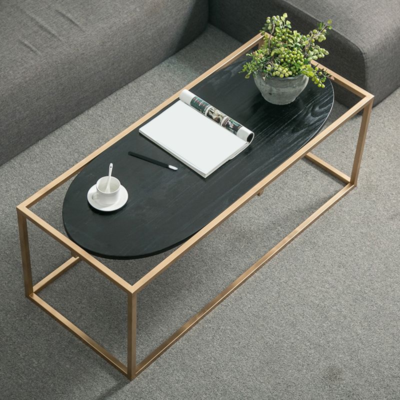 Solid Wood Rectangular Coffee Table Contemporary 1 Single Iron Frame Cocktail Table Clearhalo 'Coffee & Accent Tables' 'Coffee Tables' 'coffee_tables' 'furn' 'furn_coffee_tables' 'Furniture' 'Living Room Furniture' 1200x1200_d386d945-9363-4ca6-a1f6-2fcd4c6e83b6