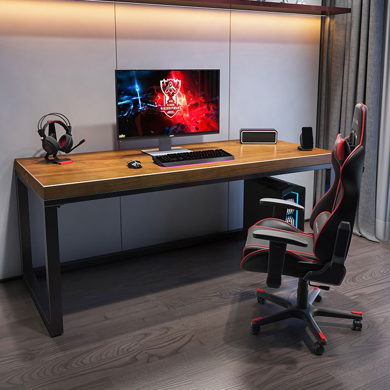 Scrivania rettangolare in legno massello scrivania da gioco industriale con gambe metalliche
