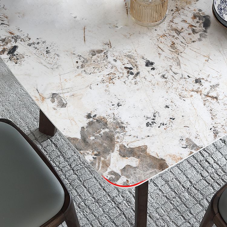 Mesa de comedor Mid-Century para el hogar Mesa con tapa de piedra y estructura de madera