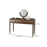 Specchio e 2 cassetti per trucco vanità tradizionale set di sgabelli da toeletta marrone