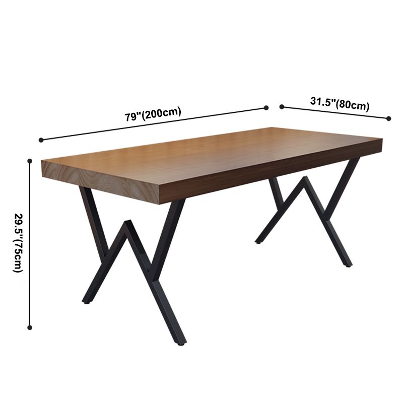 Industrial Rectangle Dining Room Table Pine Solid Wood Table with Black Double Pedestal Clearhalo ' dining_table' 'Dining Tables & Seating' 'Dining Tables' 'furn' 'furn_dining_table' 'Furniture' 'furniture_dining_table' 'Kitchen & Dining Furniture' 'kitchen&dining_furn' 'kitchen' 'kitchen_dining_table' 1200x1200_d38a4de5-a94c-4bc6-8e7d-c4f3433bf970