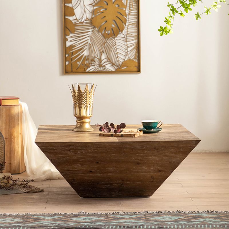 Tavolo d'angolo rustico Tavolino con accento marrone in legno massiccio per soggiorno