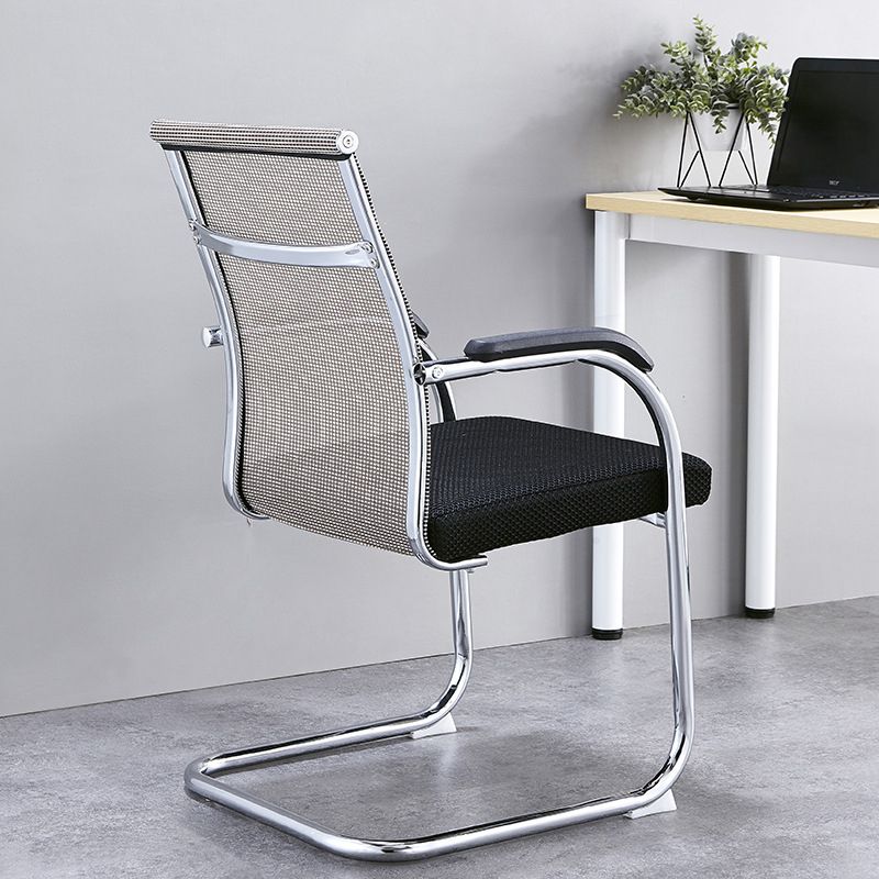 Silver Metal Modern Office Chair Mid and High Back Mesh and Leather Conference Chair Clearhalo 'furn' 'furn_office_chair' 'Furniture' 'Office Chairs' 'Office Furniture' 'office_chair' 1200x1200_d38ac928-a156-4a68-acf3-ef04e86503a9