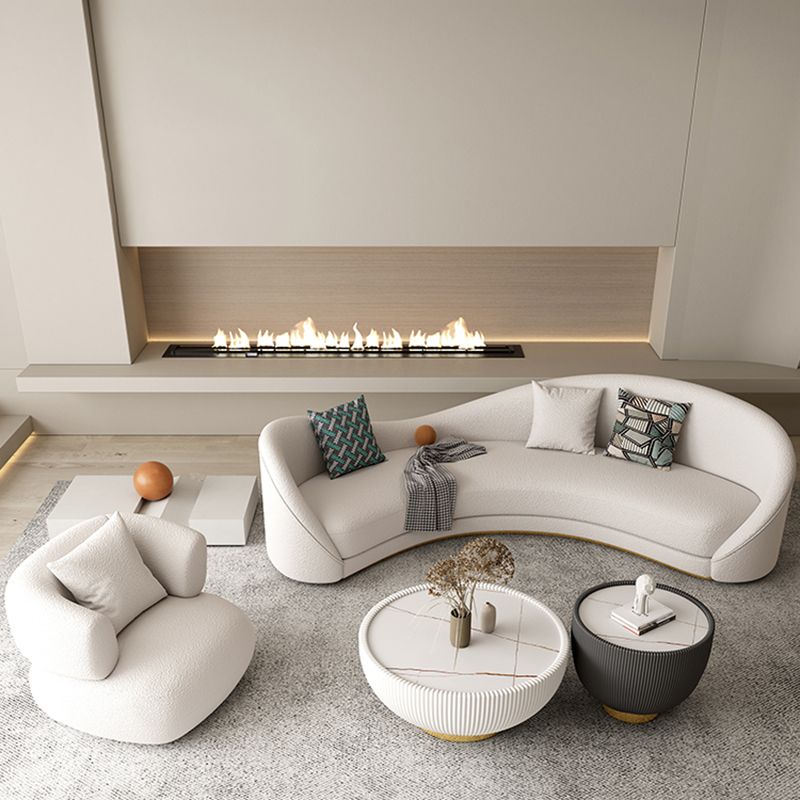 Northern European Curved Sofa 31.5" High Wool Settee in Beige Clearhalo 'furn' 'furn_sofas' 'Furniture' 'Living Room Furniture' 'Sofa' 'sofas' 1200x1200_d38b64ad-aa1a-48f8-ba48-f57b3b59e840