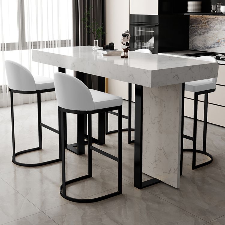Glam Iron Bar Dining Table with White Stone Top Rectangle Indoor Bistro Table Clearhalo 'Bar Furniture' 'Bar Tables' 'bar_tables' 'furn' 'furn_bar_tables' 'Furniture' 'furniture_bar_tables' 'Kitchen & Dining Furniture' 1200x1200_d38bd976-8a38-4e7a-a80a-1e7ebe54ef96