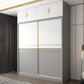 Armadio di stoccaggio bianco e grigio per moderni moderni in legno con porte scorrevoli