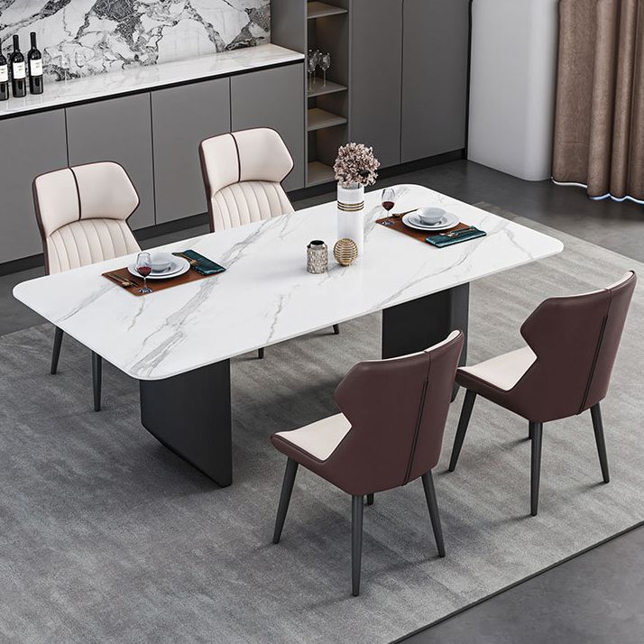 Sintered Stone Top Dining Table Rectangle Table with Metal Double Pedestal Clearhalo ' dining_table' 'Dining Tables & Seating' 'Dining Tables' 'furn' 'furn_dining_table' 'Furniture' 'furniture_dining_table' 'Kitchen & Dining Furniture' 'kitchen&dining_furn' 'kitchen' 'kitchen_dining_table' 1200x1200_d38cd4d1-ffba-4c50-9620-6ddfb5480677