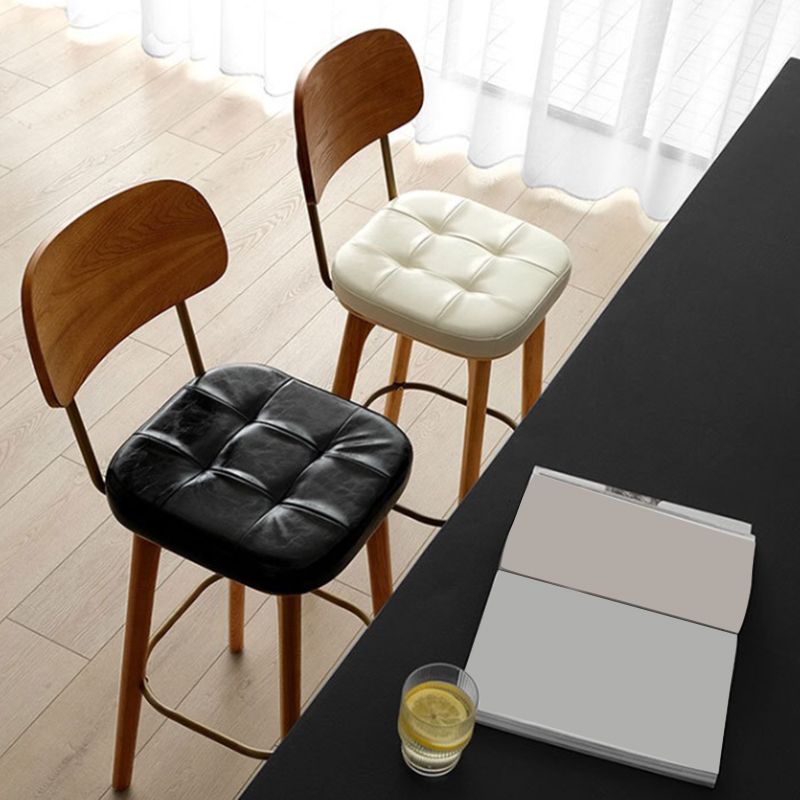 Nordic Style PU Leather Bar-stool Square Seat Counter Bar Stool with Wooden Legs Clearhalo 'Bar Furniture' 'Bar Stools' 'bar_stools' 'furn' 'furn_bar_stools' 'Furniture' 'Kitchen & Dining Furniture' 1200x1200_d38d3669-c0e6-413c-a802-abe663c7969c