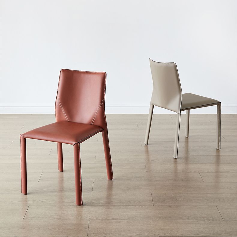 Nordic Style Side Chair Faux Leather Kitchen Dining Chair with Metal Frame (Set of 2)