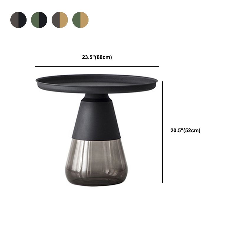 Mid-century Modern Style Round Metal Table with Glass Bottom Coffee Table