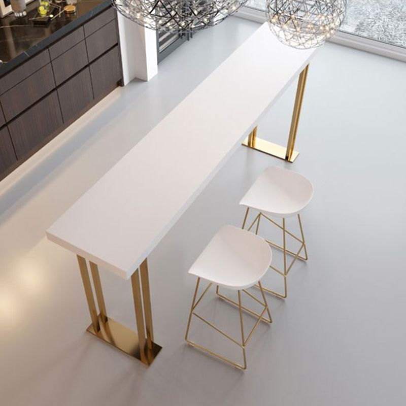 Glam Style Bar Table 42-inch Height Wood Top Bistro Table with Gold Pedestal Clearhalo 'Bar Furniture' 'Bar Tables' 'bar_tables' 'furn' 'furn_bar_tables' 'Furniture' 'Kitchen & Dining Furniture' 1200x1200_d38fd322-6f8f-41ba-bf0d-097d3beda3dd