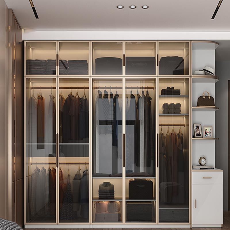 Modern Style Wardrobe White Color Wood Wardrobe Closet with Shelves Clearhalo 'Armoires & Wardrobes' 'armoires_wardrobes' 'Bedroom Furniture' 'furn' 'furn_armoires_wardrobes' 'Furniture' 1200x1200_d3911830-055b-4152-8cb8-66623d66c072