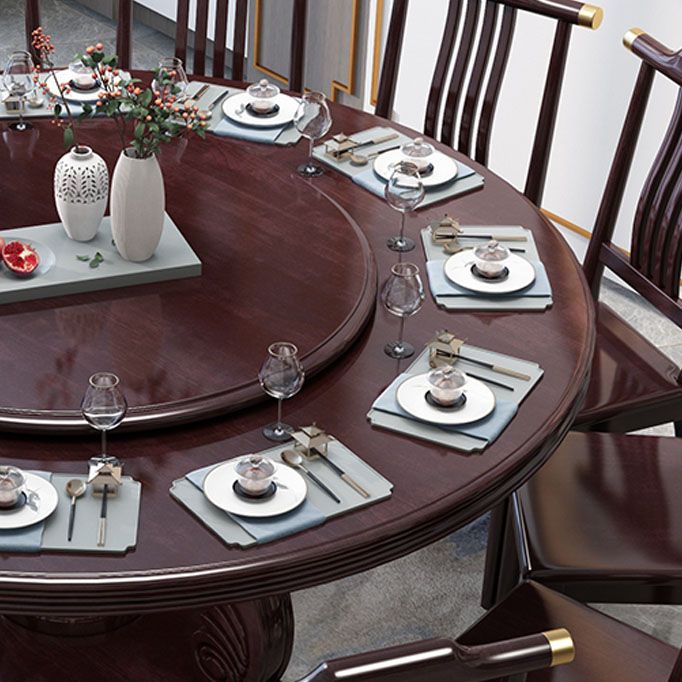 Wood Pedestal Dining Table Turntable Dining Table for Dining Room Clearhalo 'Dining Tables & Seating' 'Dining Tables' 'dining_table' 'furn' 'furn_dining_table' 'Furniture' 'Kitchen & Dining Furniture' 1200x1200_d394c305-0cc8-4ebe-a600-fefe74e49905