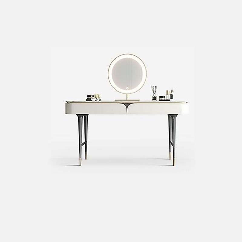 White Rectangular Slate Top Dressing Table Metal Base with 2/4 Drawers Dresser