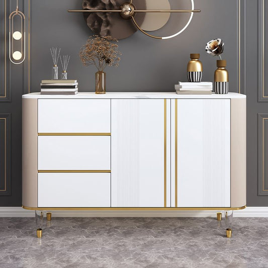 Tavolo da buffet in pietra sinterizzato glam 3 cassetti server da pranzo con 2 porte per soggiorno