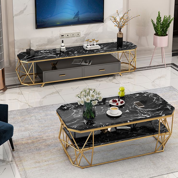 Sala de estar abierta almacenamiento de televisión gabinete de televisión de lujo con cajones de deslizamiento