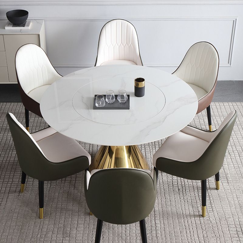 Glam 1/3/4/7 Pieces Dining Table Set with Sintered Stone Top Stainless Steel Dinette Set Clearhalo 'Dining Room Sets' 'Dining Tables & Seating' 'dining_room_set' 'furn' 'furn_dining_room_set' 'Furniture' 'furniture_dining_room_set' 'Kitchen & Dining Furniture' 'kitchen&dining_furn' 'kitchen' 1200x1200_d396ffe8-09c3-4d8e-8182-cb3bbee3e260