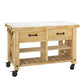 Modern Rectangle Kitchen Cart with Pine Wood Base and 2 Drawers Clearhalo 'furn' 'furn_kitchen_islands_carts' 'Furniture' 'Kitchen & Dining Furniture' 'Kitchen Islands & Carts' 'kitchen_islands_carts' 1200x1200_d397a66c-a87b-4346-8d4c-4eee7da2297b