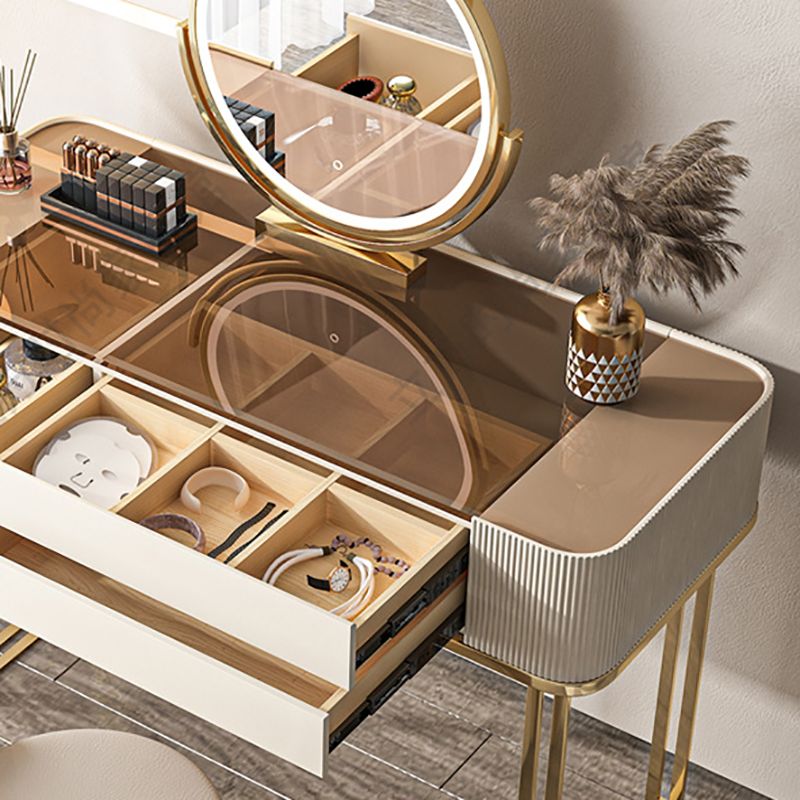 17.72" Wide Vanity Desk with Storage Drawers Glam Glass Dresser Table Clearhalo 'Bedroom Furniture' 'furn' 'furn_makeup_vanities' 'Furniture' 'Makeup Vanities' 'makeup_vanities' 1200x1200_d39a2d7c-5bd4-45e0-a187-80cb82ac38c1