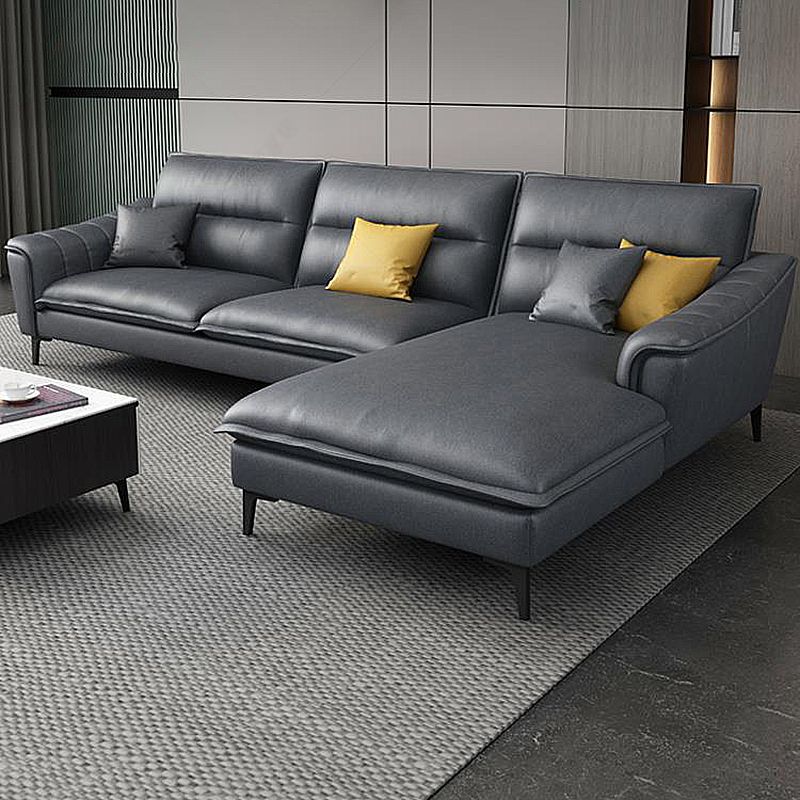 Faux Leather High Back Pillow Top Arm Sectional with Waterproof and Stain-Resistant Clearhalo 'furn' 'furn_sectionals' 'Furniture' 'furniture_sectionals' 'Living Room Furniture' 'Sectionals' 1200x1200_d39a7715-c602-4586-9523-f6cc7479ebdc