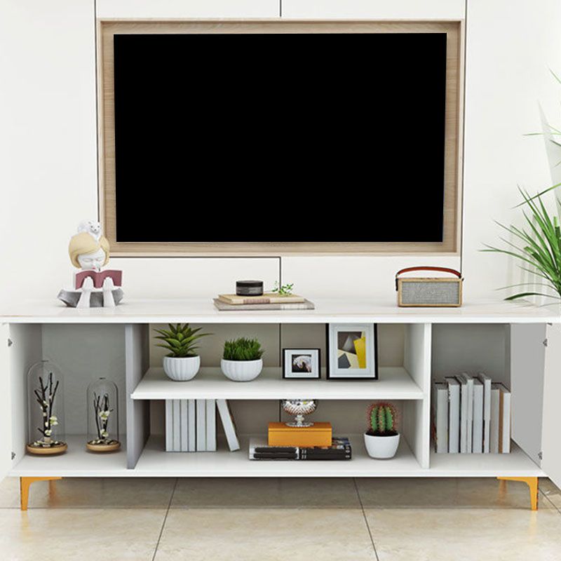 Console TV in legno moderno Console Open Storage TV con 2 porte, 12 "D x 17" H