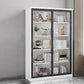 14.9" Wide Whit Bookcase Modern Stainless Steel and Glass Book Shelf With Doors