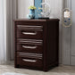 Modern Solid Wood Nightstand 3-Drawer 26 Inch H Walnut Night Table in Brown