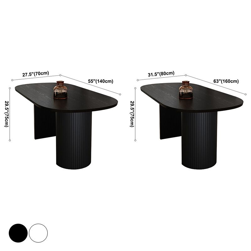 Oval Shape Modern Dining Table Two-Color Fixed Table with Double Pedestal Clearhalo ' dining_table' 'Dining Tables & Seating' 'Dining Tables' 'furn' 'furn_dining_table' 'Furniture' 'furniture_dining_table' 'Kitchen & Dining Furniture' 'kitchen&dining_furn' 'kitchen' 'kitchen_dining_table' 1200x1200_d39cc5ae-af51-4538-9ed5-b346834904bd
