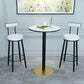 1/3/4/5 Pieces Glam Iron Bar Table Set Round Bistro Set with Black Faux Marble Top