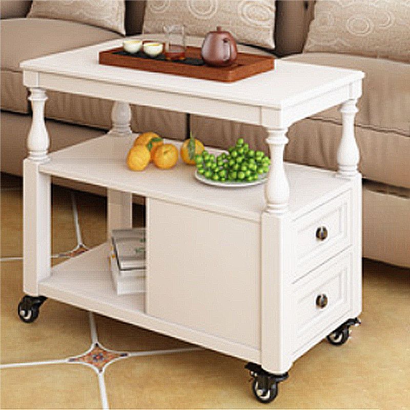 Traditional Rectangular End Table Removable Side Table with Drawer and Shelf