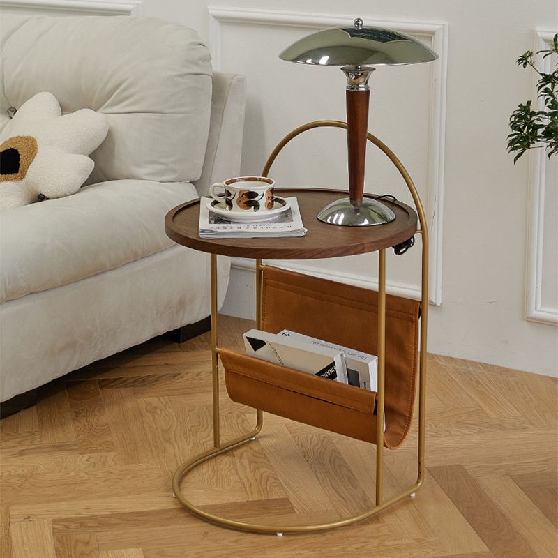 Contemporary Corner Table Round Wood Side Table with Storage Clearhalo 'Coffee & Accent Tables' 'End & Side Tables' 'end_side_tables' 'furn' 'furn_end_side_tables' 'Furniture' 'Living Room Furniture' 1200x1200_d3a03189-a4ec-46a6-90f6-088fee6d4c69