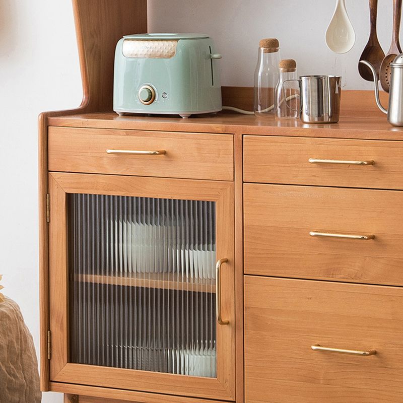 Contemporary Dining Hutch Pine Glass Doors Storage Cabinet for Living Room Clearhalo 'Display & China Cabinets' 'display_china_cabinets' 'furn' 'furn_display_china_cabinets' 'Furniture' 'Kitchen & Dining Furniture' 1200x1200_d3a10449-6f7f-4976-95d9-e16f8357d3ee