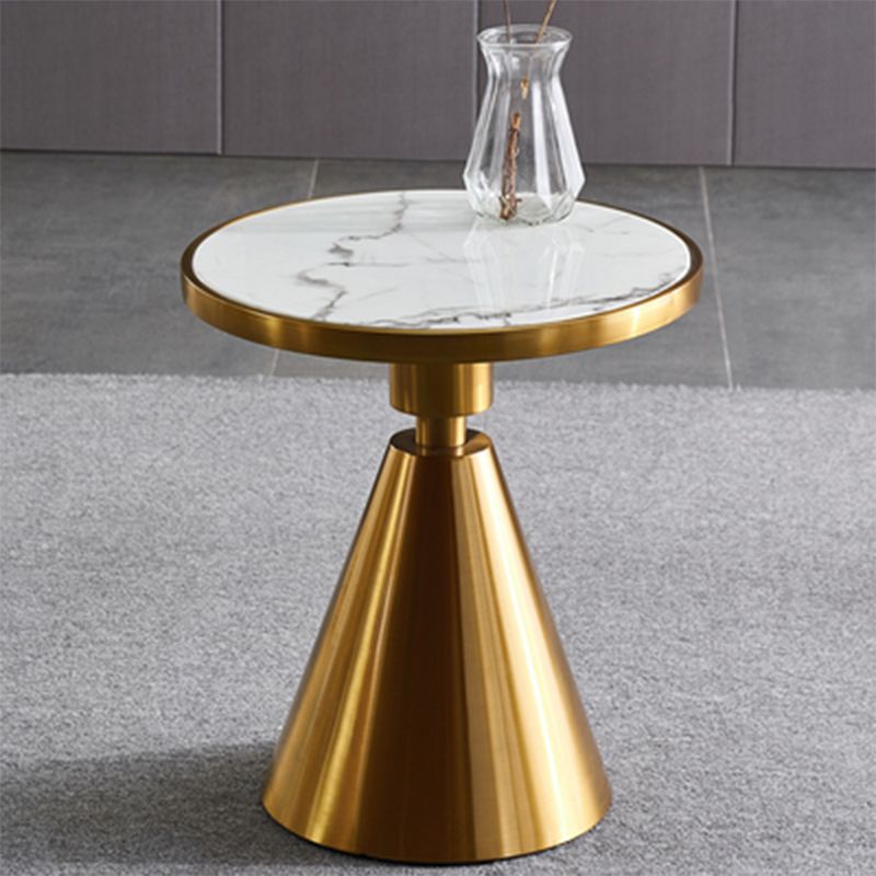 21.5" Tall Modern Round Side End Table with Metal Pedestal Base
