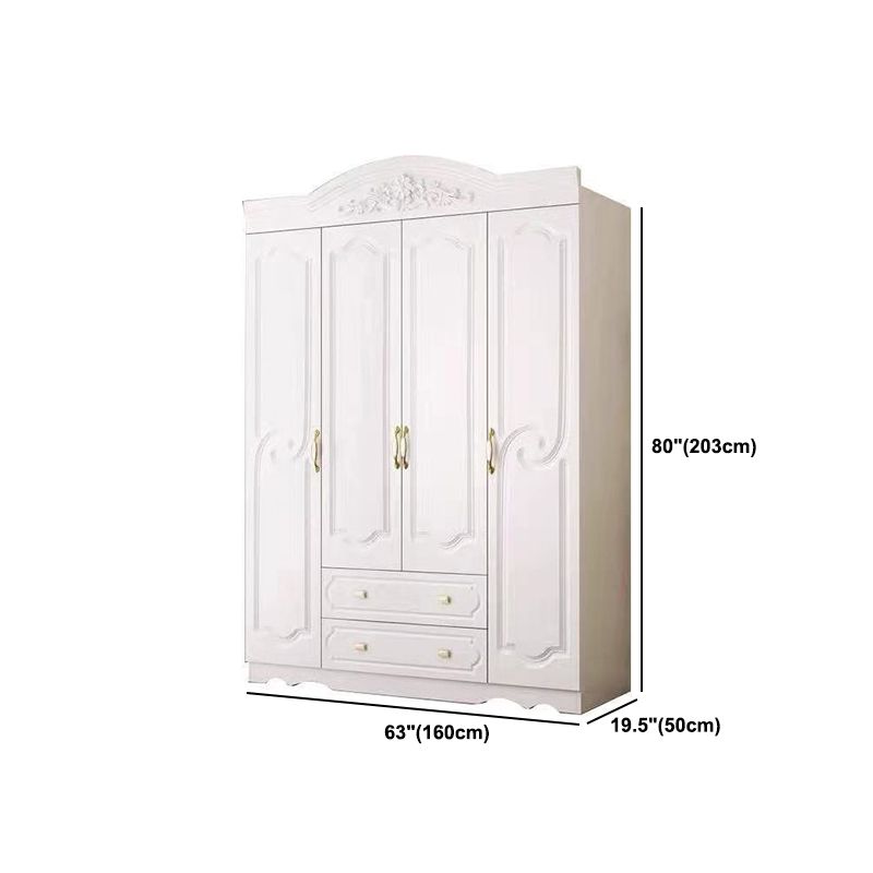 French Country Wardrobe Cabinet White Engineered Wood Wardrobe with 2 Drawers Clearhalo 'Armoires & Wardrobes' 'armoires_wardrobes' 'Bedroom Furniture' 'furn' 'furn_armoires_wardrobes' 'Furniture' 1200x1200_d3a4e3e0-ef1c-484d-9708-14b63a02f937