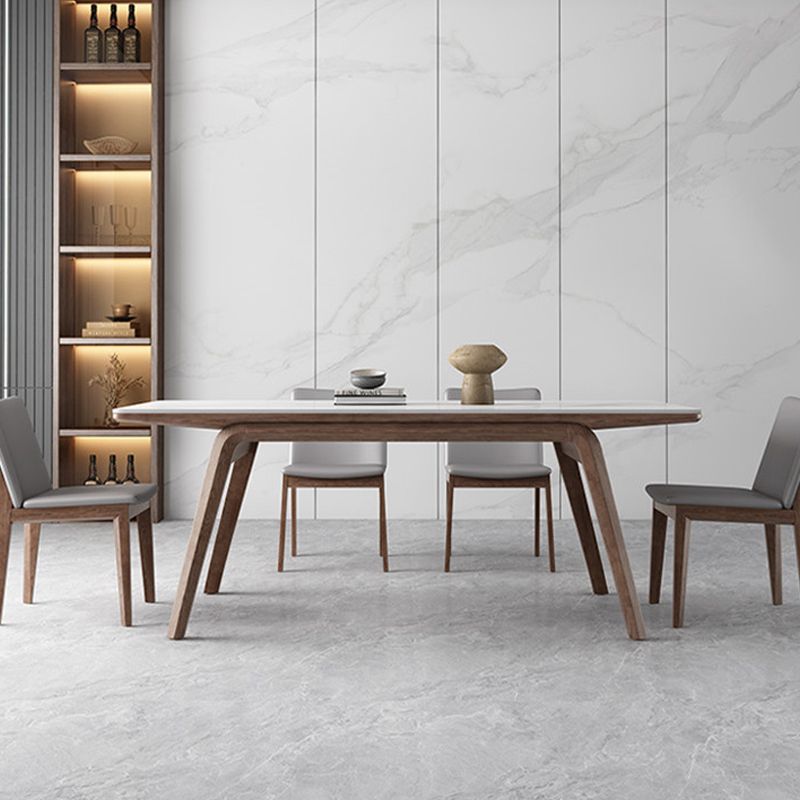 Rectangle Table Medieval Modern Sintered Stone Top Dining Table with Wooden Base Clearhalo 'Dining Tables & Seating' 'Dining Tables' 'dining_table' 'furn' 'furn_dining_table' 'Furniture' 'Kitchen & Dining Furniture' 1200x1200_d3a554b7-1461-4ba0-9de8-8e566ae32c7d