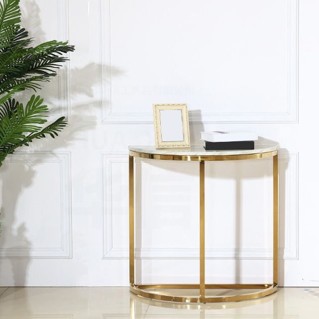 Glam Stone End Table Scratch Resistant Console Table for Hall Clearhalo 'Console Tables' 'console_tables' 'Entry & Mudroom Furniture' 'furn' 'furn_console_tables' 'Furniture' 1200x1200_d3a5c8ea-af22-4c0f-b14e-623ec27efb9d