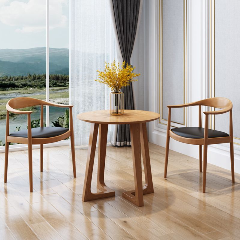Round Double Pedestal Casual Dining Table Wood Color Fixed Table with Ashwood Solid Wood Clearhalo ' dining_table' 'Dining Tables & Seating' 'Dining Tables' 'furn' 'furn_dining_table' 'Furniture' 'furniture_dining_table' 'Kitchen & Dining Furniture' 'kitchen&dining_furn' 'kitchen' 'kitchen_dining_table' 1200x1200_d3a661e9-fe90-41ba-8979-67adbc898f54