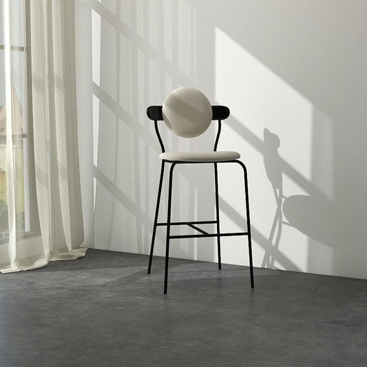 White Upholstered Bar Stools with Black Frame Contemporary Indoor Stools