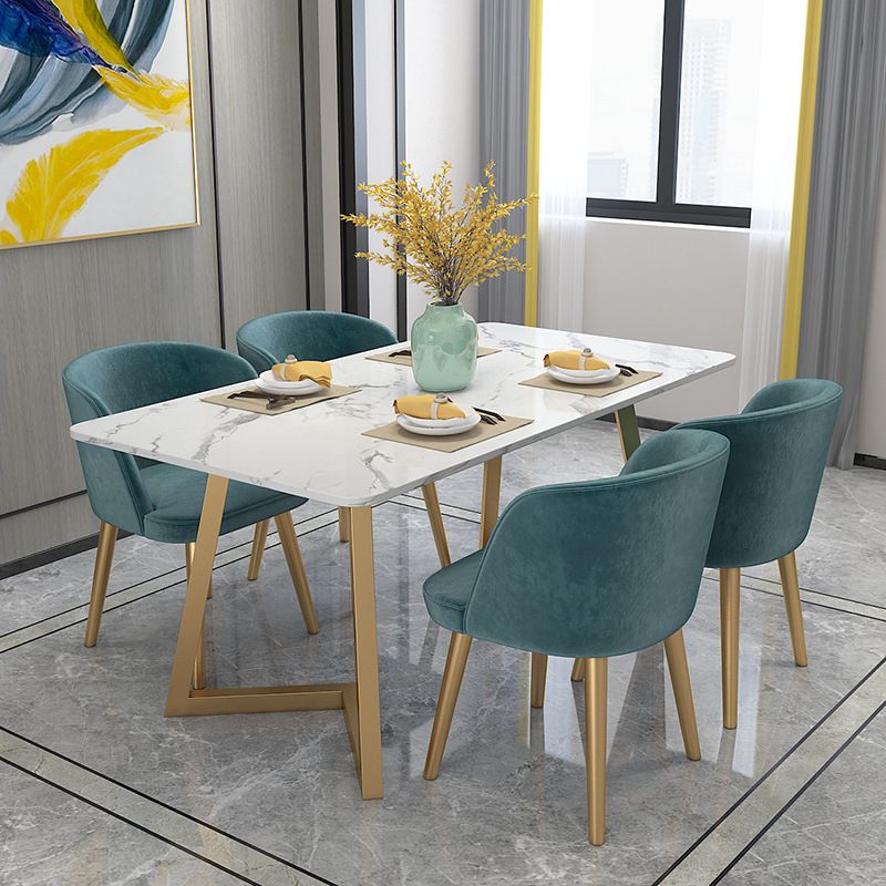 Scandinavian Dining Table Set with Marble Dining Table and Padded Chairs Clearhalo 'Dining Room Sets' 'Dining Tables & Seating' 'dining_room_set' 'furn' 'furn_dining_room_set' 'Furniture' 'furniture_dining_room_set' 'Kitchen & Dining Furniture' 'kitchen&dining_furn' 'kitchen' 1200x1200_d3a6ff62-2580-4d21-a249-b09f61254a46