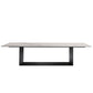 Mesa de comedor rectangular de piedra sinterizada, muebles modernos con base de acero para el hogar